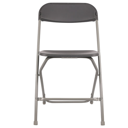 BTExpert Gray Plastic Folding Chair Steel Frame, High Capacity for Office, Wedding, Party, Picnic, Dining, Church, School - Set of 20