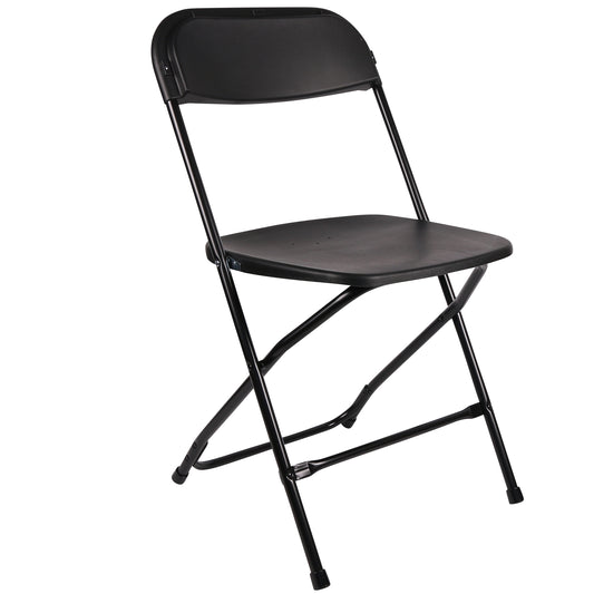 BTExpert Black Plastic Folding Chair Steel Frame, High Capacity for Office, Wedding, Party, Picnic, Dining, Church, School - Set of 20