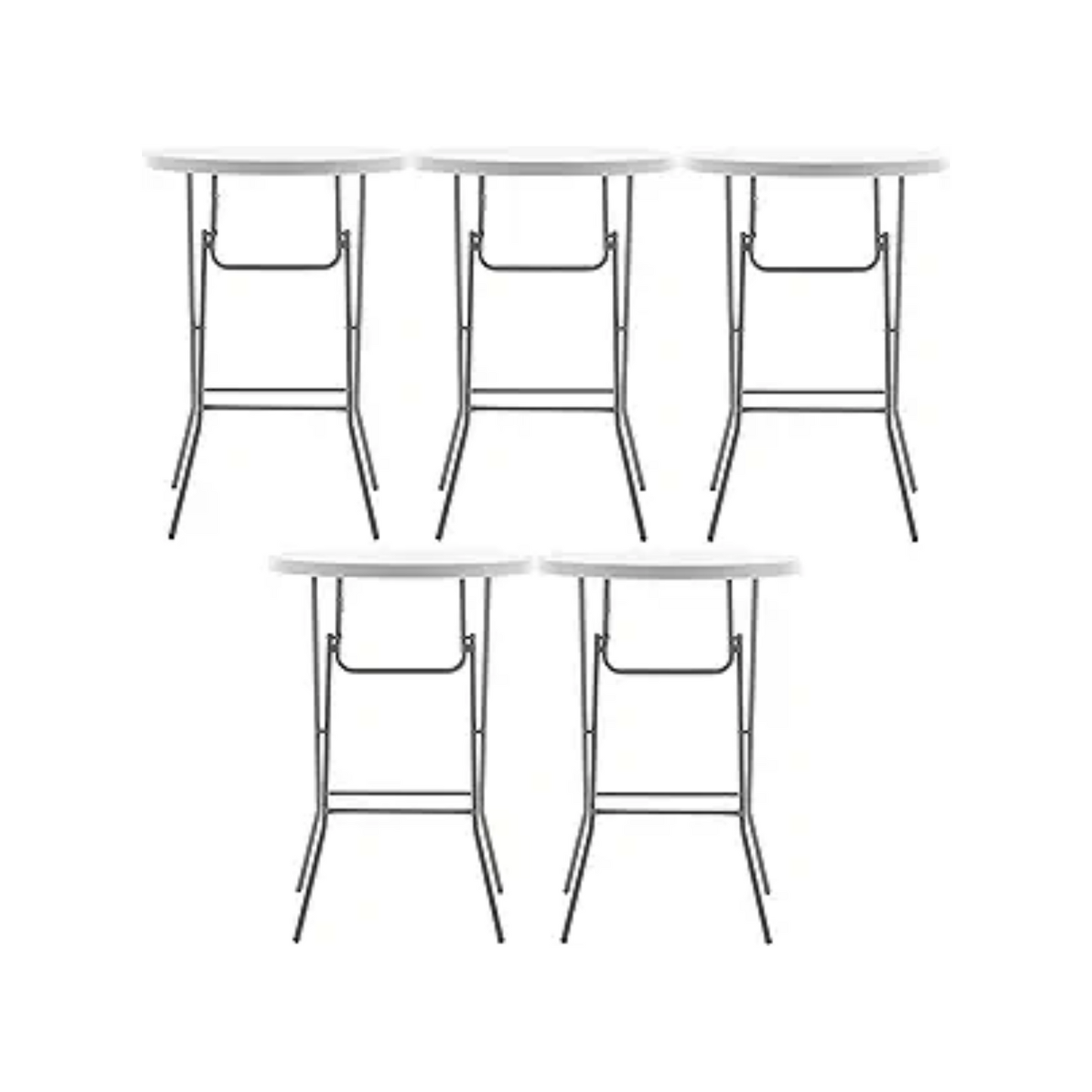 BTExpert 32" Round 43" Bar Height White Granite Plastic Folding Table Portable Commercial Table - Set of 5