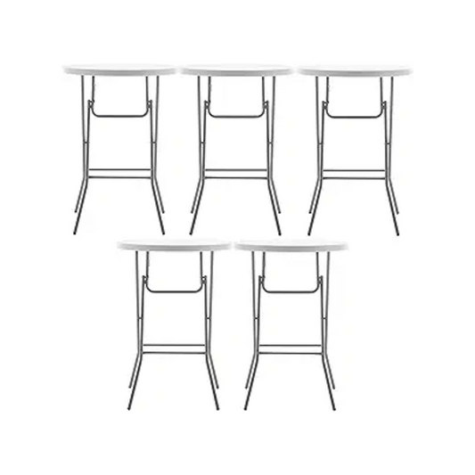BTExpert 32" Round 43" Bar Height White Granite Plastic Folding Table Portable Commercial Table - Set of 5