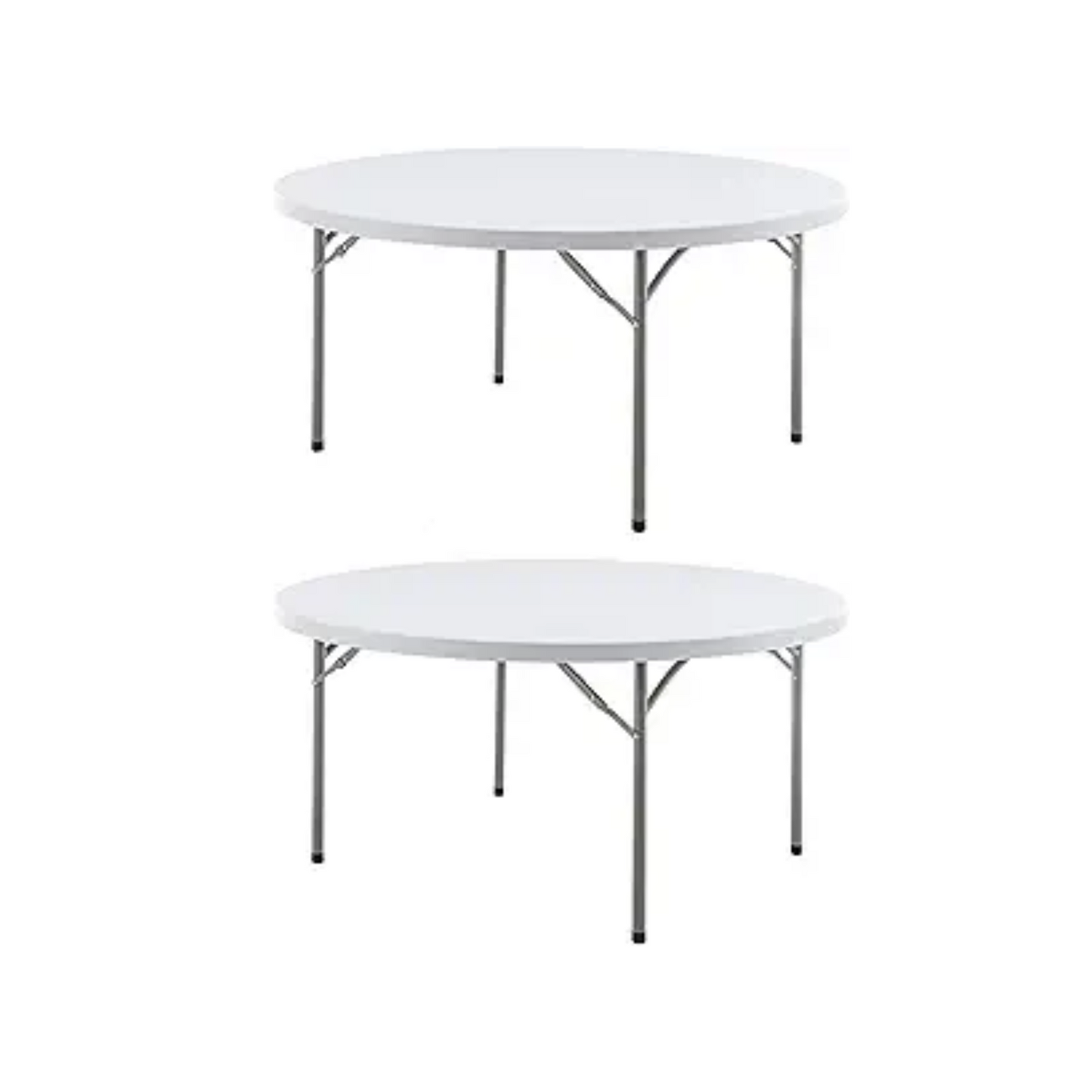 BTExpert 5-Foot 60inch White Round Plastic Folding Table Full Top Commercial Portable - Set of 5
