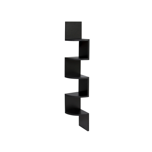 BTExpert Black Finish Large Corner Zig Zag Wallmount Wall Shelf decor
