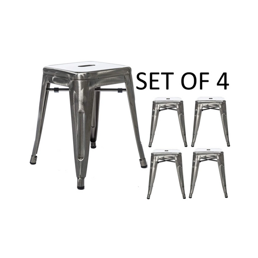 BTExpert 18" Stackable Industrial Distressed Backless Metal Barstools, Indoor Outdoor