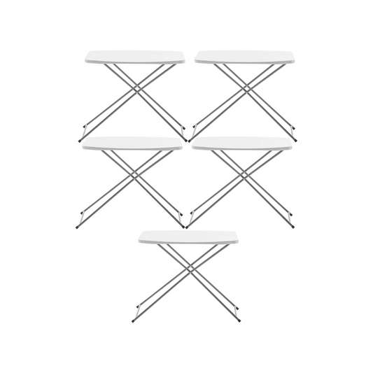 BTExpert 2.5ft Folding Utility Table, 29" x 19", Adjustable Height, Portable w/ Handle, Indoor/Outdoor - Set of 5
