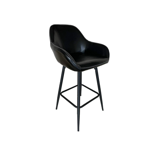 BTExpert 25 inch Bucket Black Faux Leather Accent Dining Bar Chair