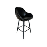 BTExpert 25 inch Bucket Black Faux Leather Accent Dining Bar Chair