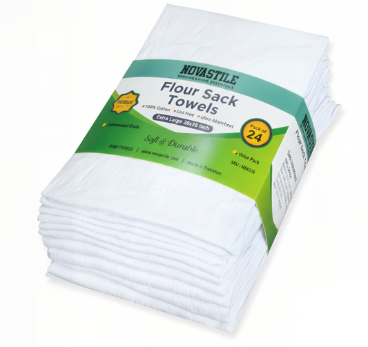 Flour Sack Kitchen Towels (24 Pack) – 100% Cotton 28×28 in, Ultra Absorbent Reusable Dish Towels for Cleaning, Baking & Commercial Use