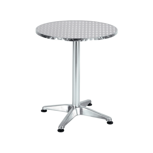 BTExpert Indoor Outdoor 23.75" Round Patio Restaurant Table Stainless Steel Silver Aluminum with Base