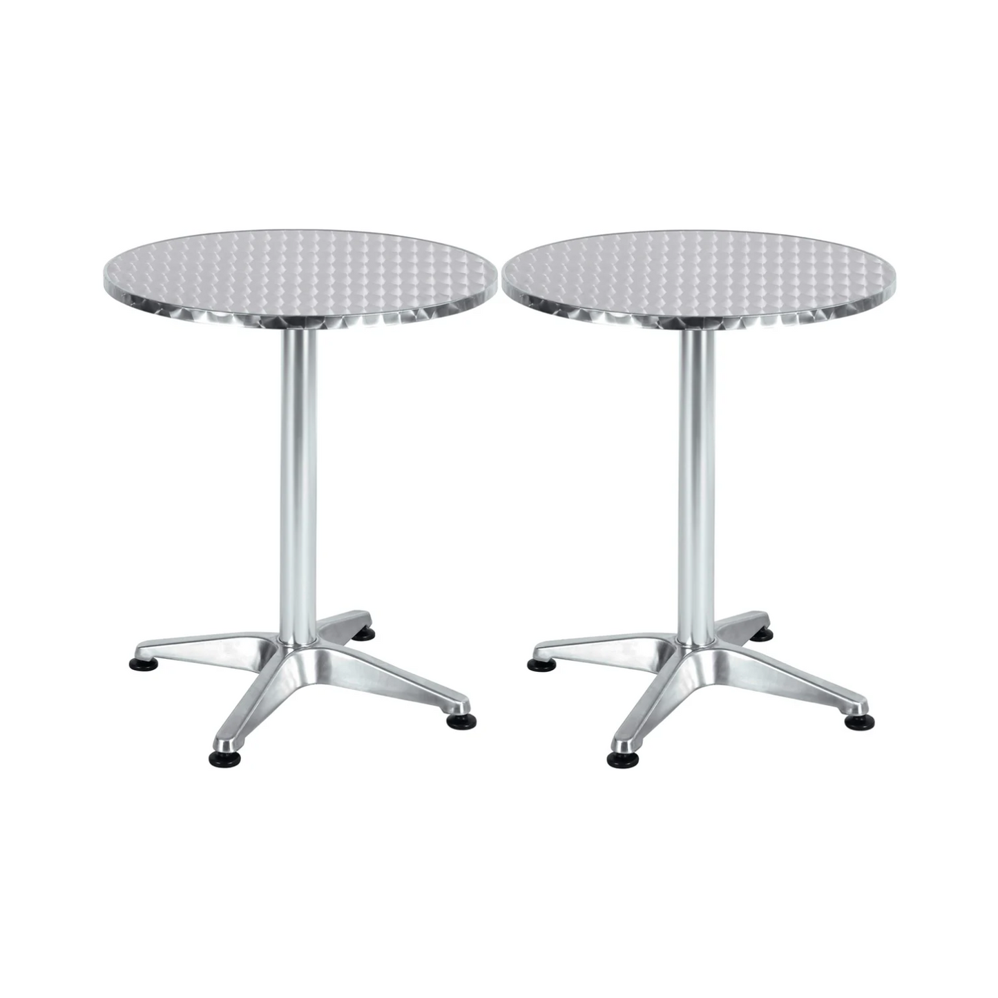 BTExpert Indoor Outdoor 23.75" Round Patio Restaurant Table Stainless Steel Silver Aluminum with Base - Set of 2
