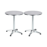 BTExpert Indoor Outdoor 23.75" Round Patio Restaurant Table Stainless Steel Silver Aluminum with Base - Set of 2