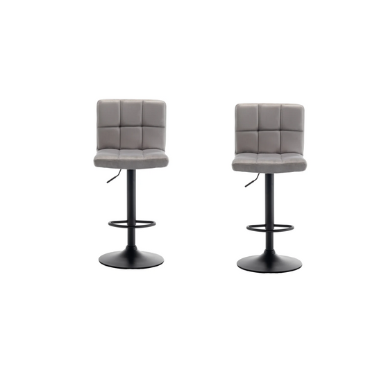 BTExpert Adjustable Swivel Gray Velvet Industrial Barstools with Back for Kitchen, Dining & Bar - Set of 2