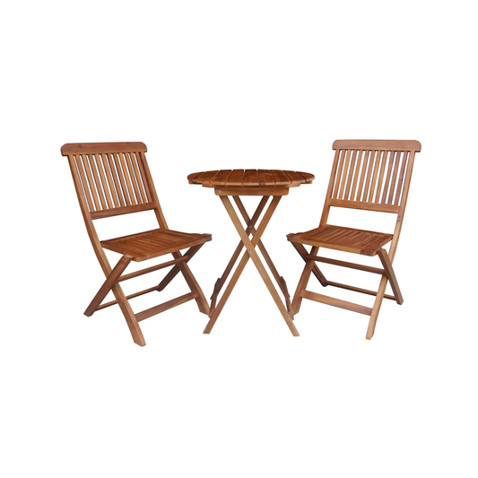 BTExpert 3-Piece Outdoor Balcony Bistro Set – Round Folding Table with 2 Chairs for Patio or Deck