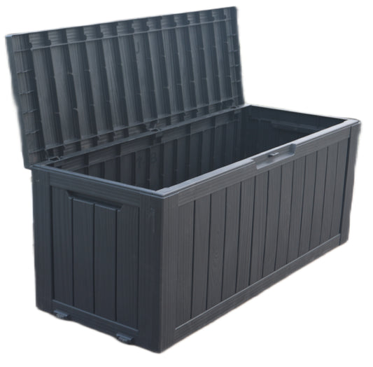 BTEXPERT 75 Gallon Resin Deck Box, Outdoor Storage Container for Patio Furniture Garden Tools Cushions Pool Sports Equipment Waterproof Lockable Stainless Steel insert UV Resistant Set of 2