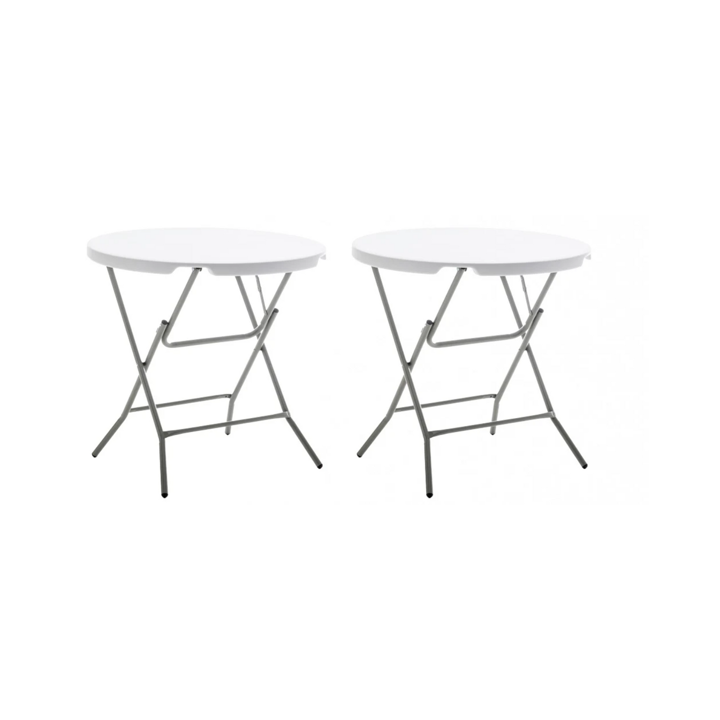 BTExpert 32" Round Folding Table, 30" High – Commercial Portable for Wedding, Party, Indoor/Outdoor Dining - Set of 2