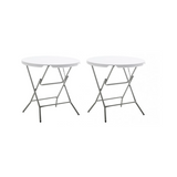BTExpert 32" Round Folding Table, 30" High – Commercial Portable for Wedding, Party, Indoor/Outdoor Dining - Set of 2