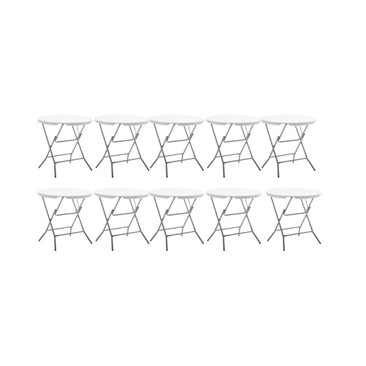 BTExpert 32" Round Folding Table, 30" Height – Commercial Portable for Wedding, Party, Indoor Outdoor - Set of 10