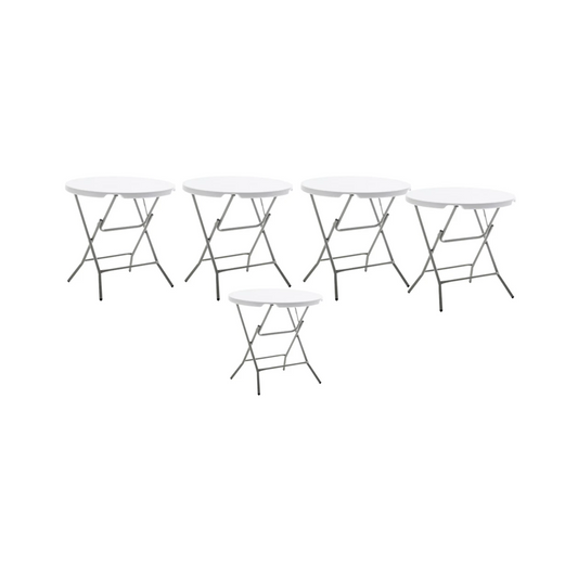 BTExpert 32" Round Folding Table, 30" High – Commercial Portable for Wedding, Party, Indoor/Outdoor Dining & Events - Set of 5