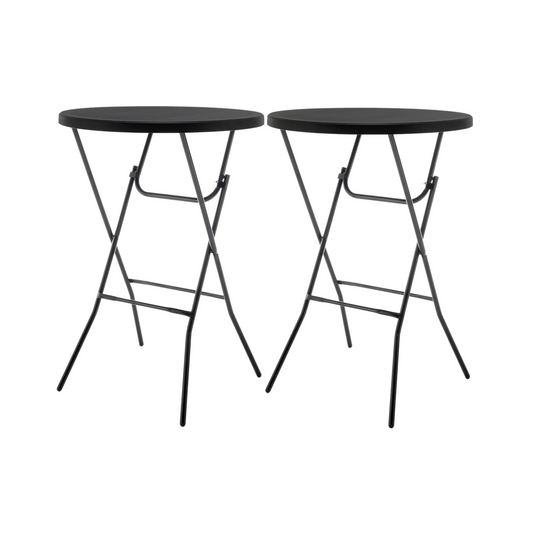 BTExpert 32" Black Bar-Height Folding Table, 43" Granite – Commercial Portable for Wedding, Party, Kitchen, Outdoor - Set of 2