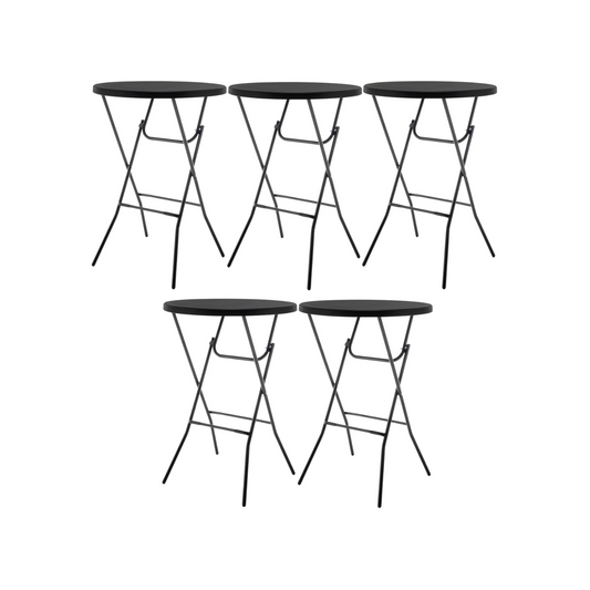 BTExpert 32" Black Bar-Height Folding Table, 43" Granite – Commercial Portable for Wedding, Party, Kitchen, Outdoor - Set of 2