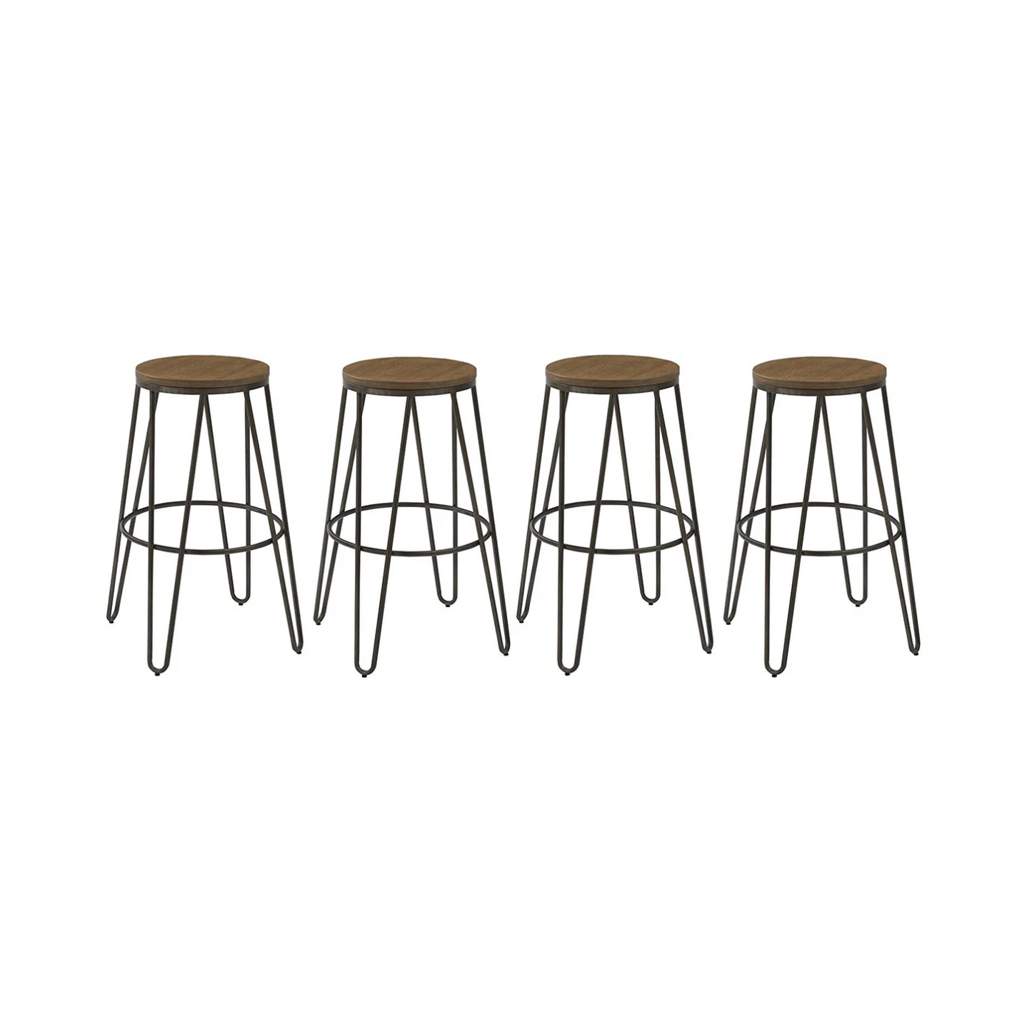 BTEXPERT 5082-4 Round Bistro Dining Stools Chair, 30, Kate and Laurel Tully Backless Modern Wood
