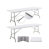 BTExpert 96" long 8-Foot White Plastic Folding Table Portable 30" Wide , 29" High, Indoor Outdoor Events Banquet Dining Party Patio - Set of 2