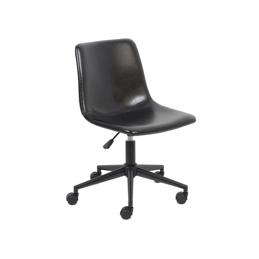 BTExpert Aati Mid Back Fuax Leather Task Chair, Black Office Chair
