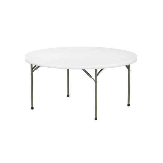 BTEXPERT 5-Foot - 60"- White Round Plastic Folding Table Full Top Commercial Portable Home Kitchen