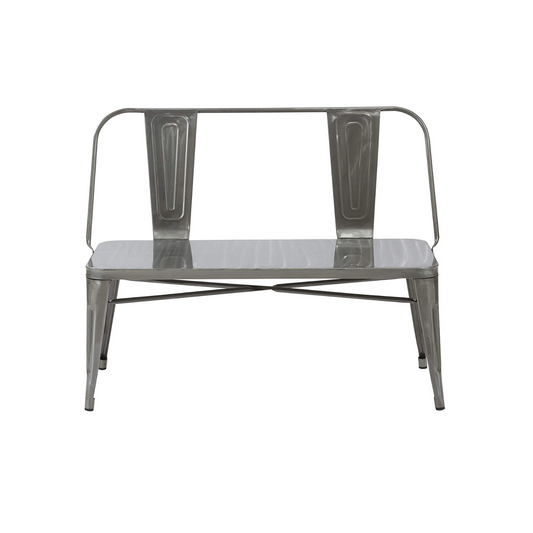 BTEXPERT AM5061DM Industrial Dining Chair Bench Full Back Seat, Distressed Metal, 5061DM