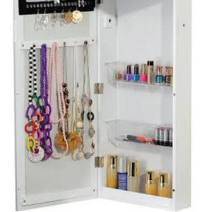 Jewelry Armoire Cosmetic Makeup Cabinet Organizer Over The Door Wallmount White