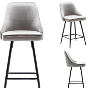 Tasleem Velvet Gray Tufted Upholstered Modern Premium Stool Bar Chairs - Set of 2