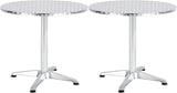BTExpert Indoor Outdoor 27.5" Round Restaurant Table for Patio Stainless Steel Silver Aluminum Furniture with base Set of 2