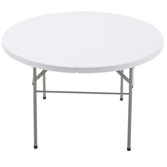 BTEXPERT White 4 Ft 48inch Round Plastic Folding Table Commercial Portable For Banquet Dining Wedding Party Events Home Kitchen Patio Backyard Indoor Outdoor, Set of 5