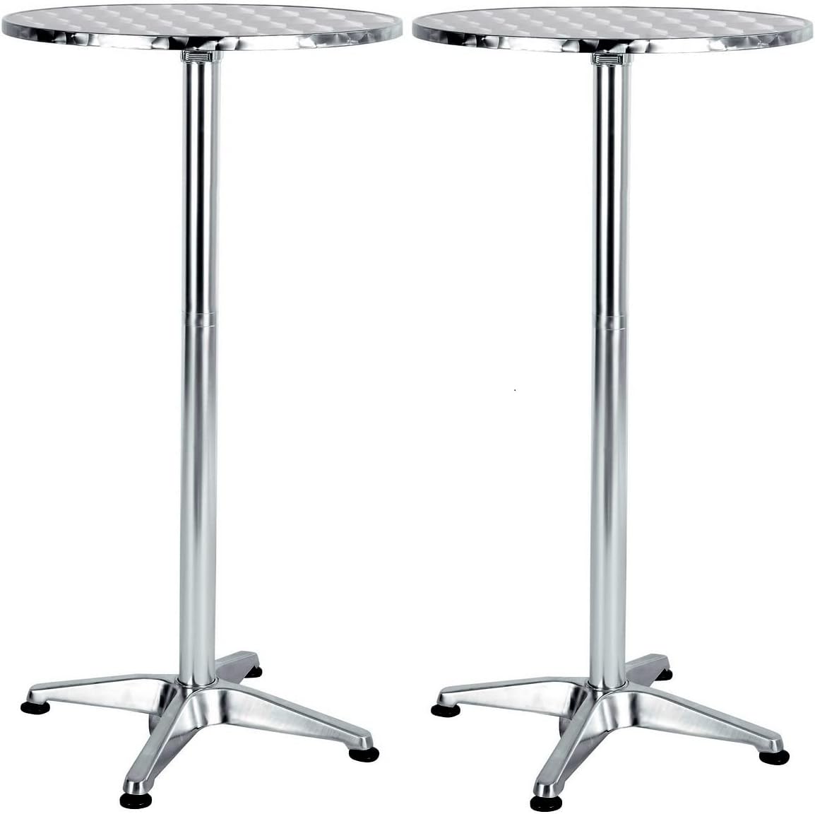 BTExpert Indoor Outdoor 23.75 Round Restaurant Table for Patio Stainless Steel Silver