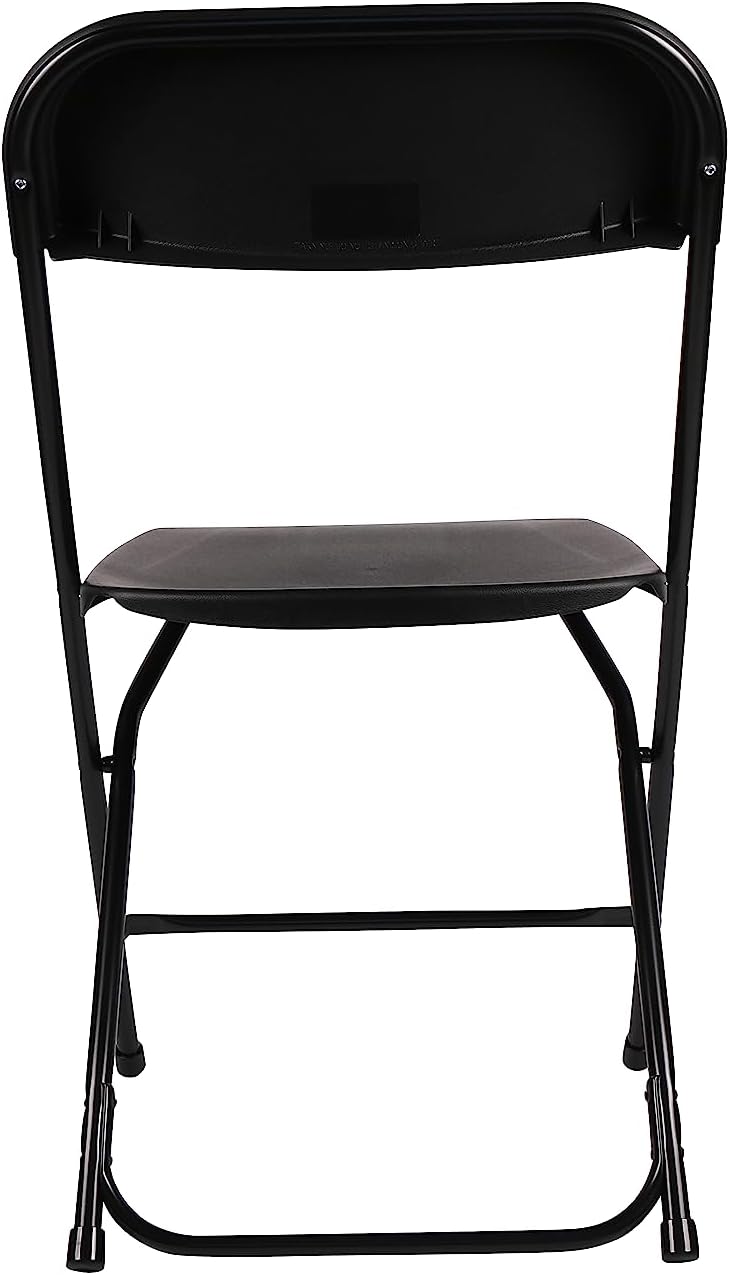 BTExpert Black Plastic Folding Chair, Steel Frame, High Capacity, Lightweight – Office, Wedding, Party, Picnic, Kitchen, Dining, Church, School - Set of 6