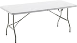 BTExpert Fold-in-Half Utility Table 6ft 72"x29.5", Lightweight, Portable with Carrying Handle, Home Party Wedding Event, Easy to Clean, Indoor Outdoor