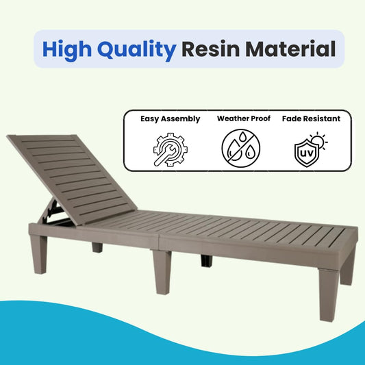 BTExpert Foldable Outdoor Pool Chair Folding Sun bed Reclining Adjustable Backrest Beach Light Brown