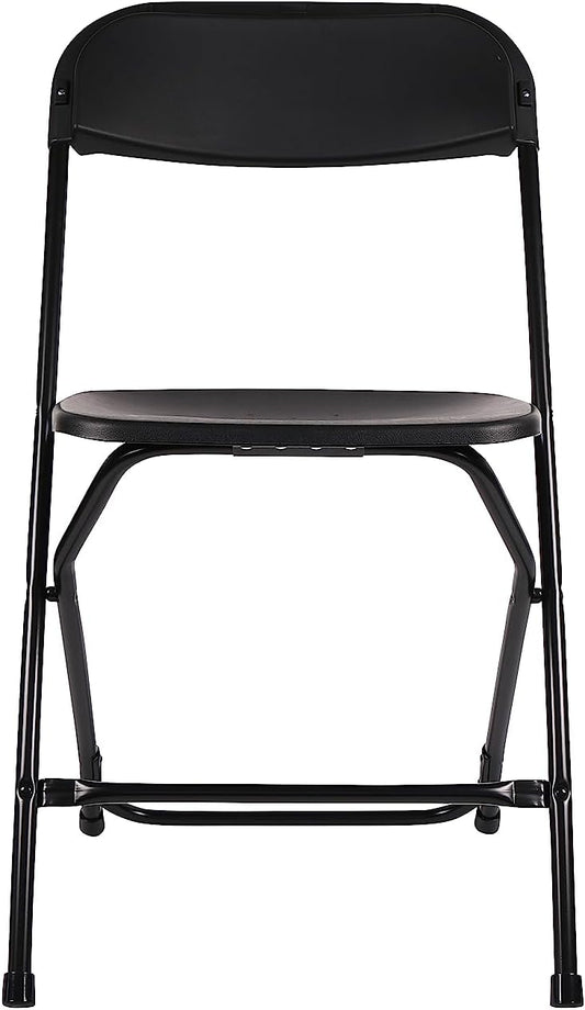 BTExpert Black Plastic Folding Chair, Steel Frame, High Capacity, Lightweight Office, Wedding, Party, Picnic, Kitchen, Dining, Church, School - Set of 8