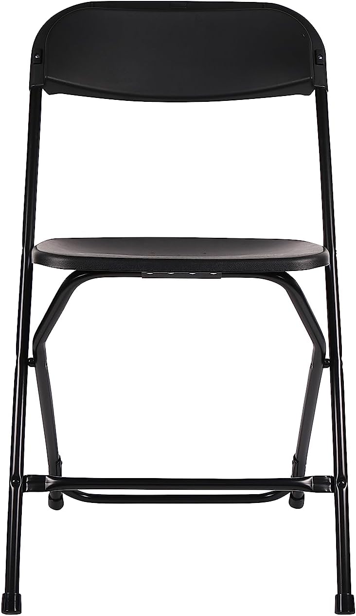 BTExpert Black Plastic Folding Chair, Steel Frame, High Capacity, Lightweight – Office, Wedding, Party, Picnic, Kitchen, Dining, Church, School - Set of 6