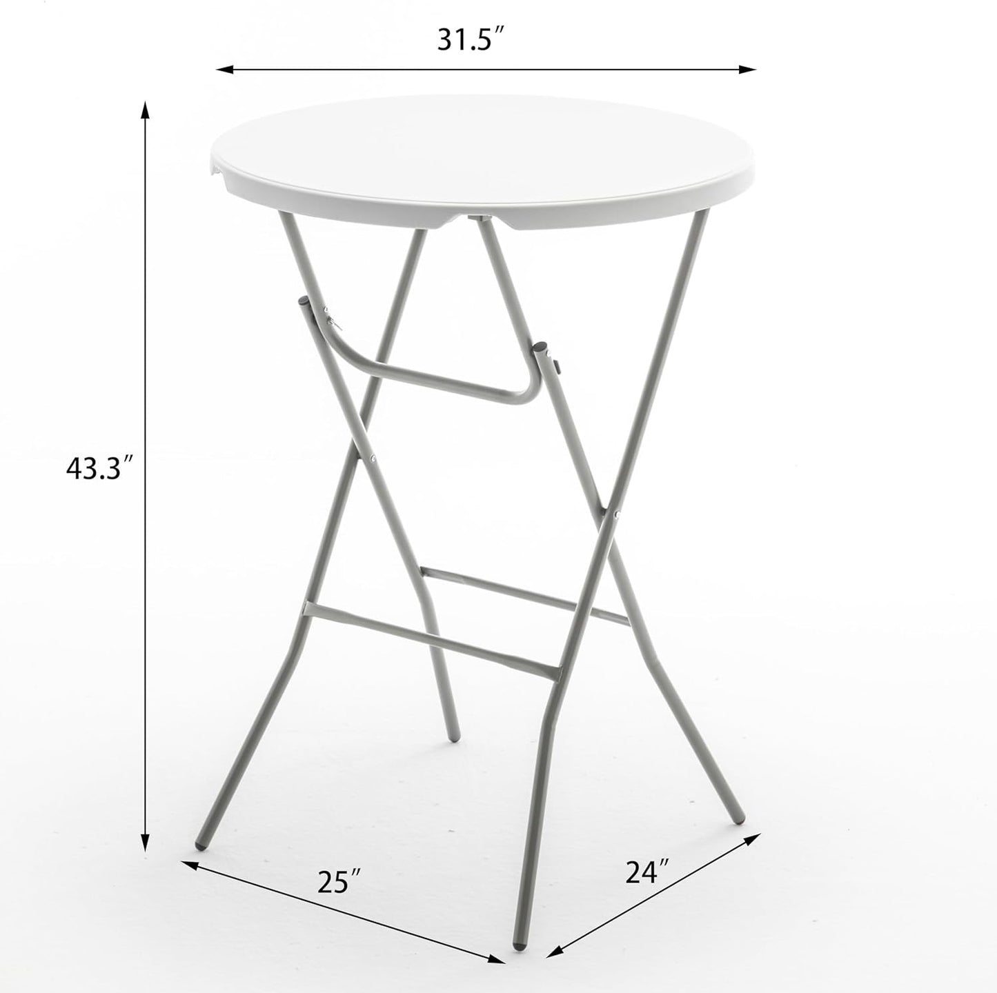 BTExpert White 32" Round 43" Bar Height Granite Folding Commercial Portable - Set of 10