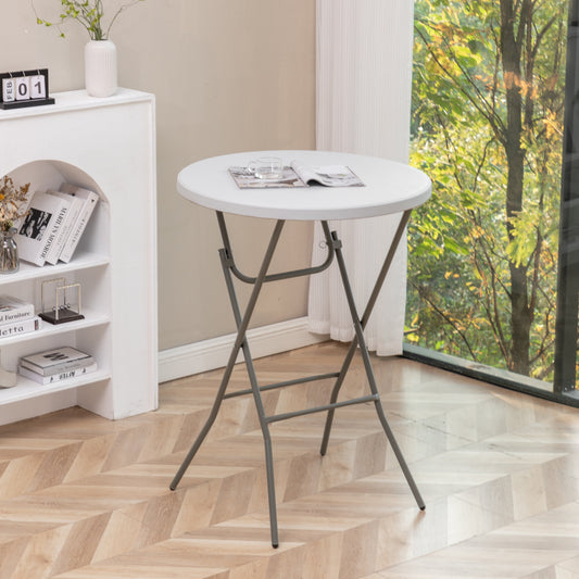 BTExpert 32" 2.6-Foot Round 43" Bar Height White Folding Table - In Store Only