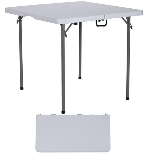 BTExpert 34" Square Folding Card Table Fold in Half Utility Commercial Table Dining Portable Indoor Outdoor Picnic Party Camping Lightweight Heavy Duty HDPE White Plastic Foldable with Carrying Handle
