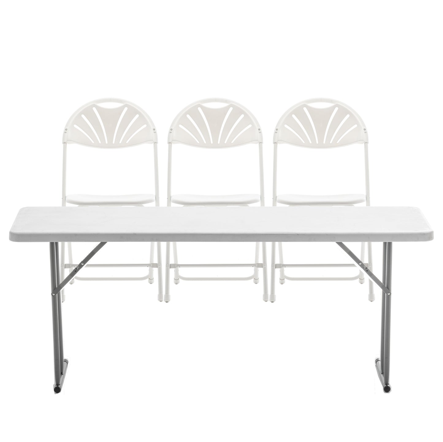 White Plastic Folding Chair Fan Back- In Store Only