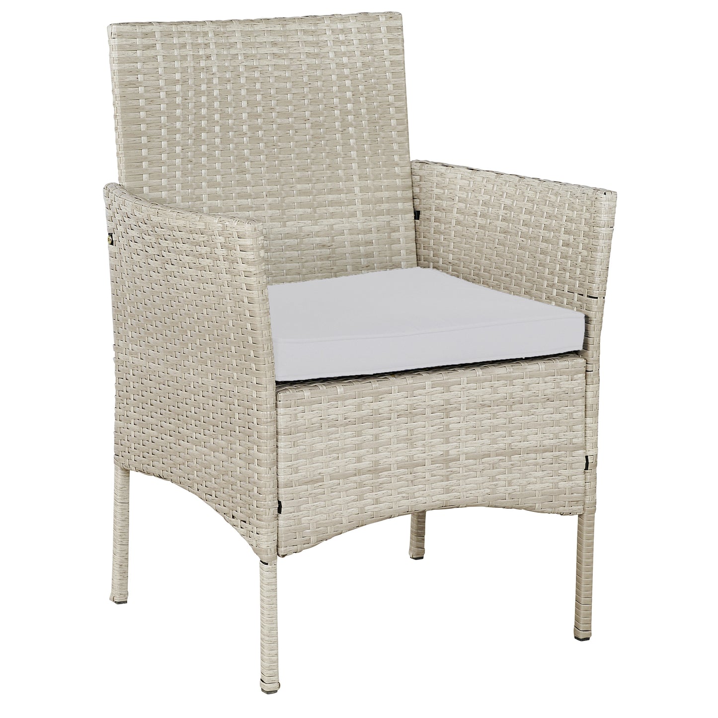 BTExpert Outdoor Wicker 3 piece Set Garden Yard Porch Furniture Space Saving Side storage Glass Table Gray Cream 3pc