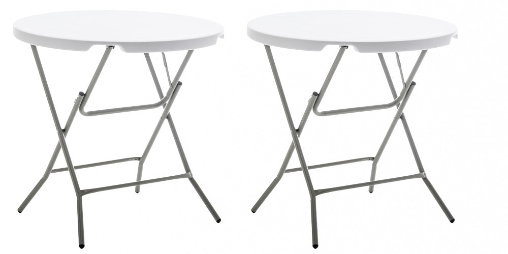 BTExpert 32" Round Folding Table, 30" High – Commercial Portable for Wedding, Party, Indoor/Outdoor Dining - Set of 2