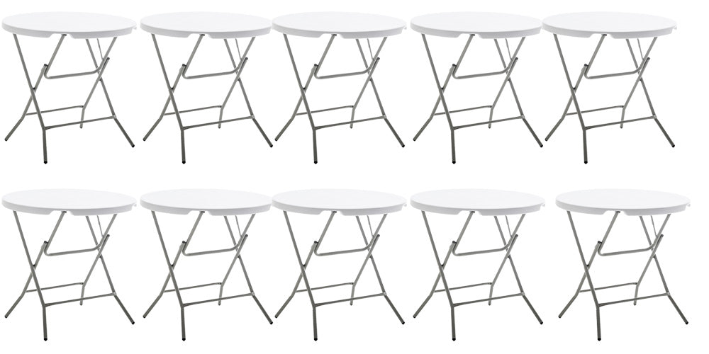 BTExpert 32" Round Folding Table, 30" Height – Commercial Portable for Wedding, Party, Indoor Outdoor - Set of 10