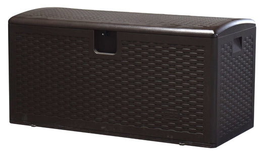 BTEXPERT 99 Gallon Resin Deck Box, Outdoor Storage Container for Patio Furniture Garden Tools Cushions Waterproof Lockable Metal Support Rods UV Resistant