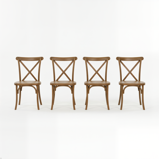 BTEXPERT Resin Outdoor Dining Chairs Set of 4 – Stackable Patio Farmhouse Chairs with X-Back, Heavy-Duty Waterproof Indoor & Outdoor Kitchen Dining Chairs, 400 lb Capacity, Chestnut Brown