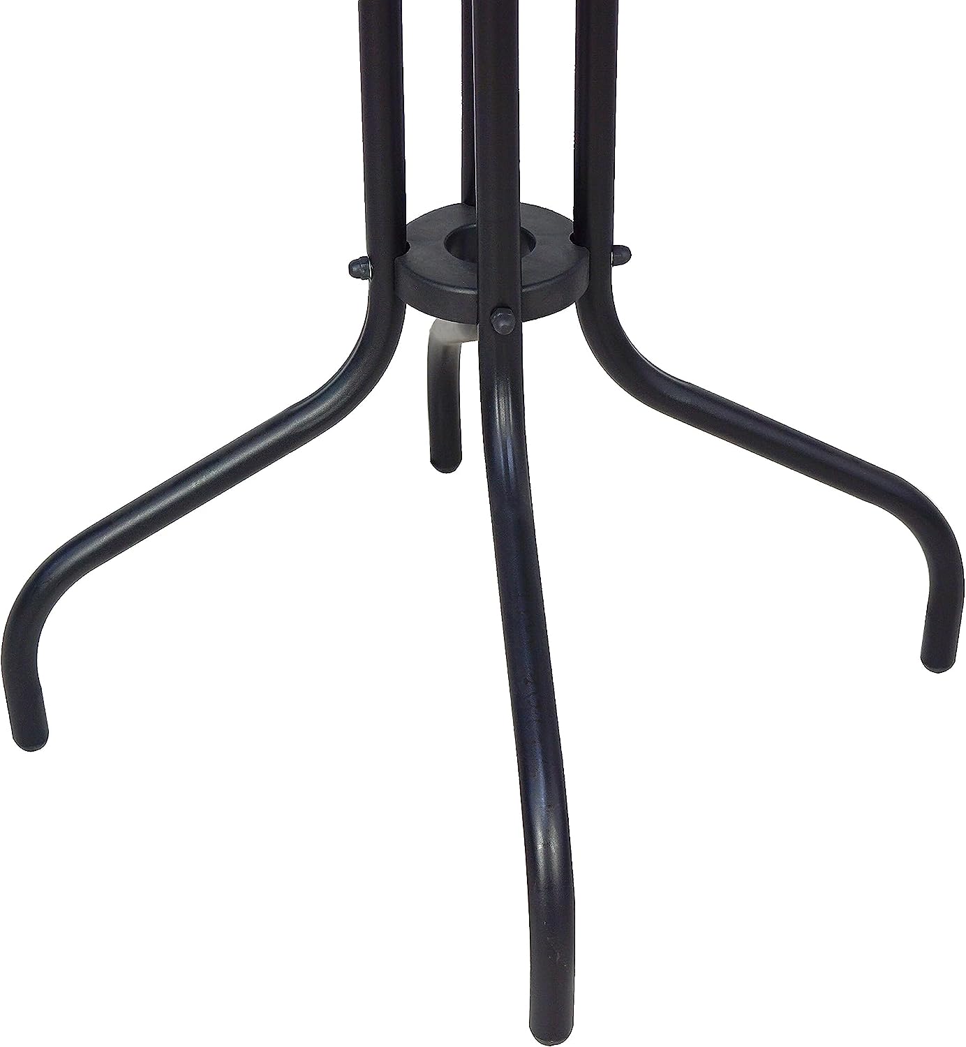 BTExpert 28" Round Glass Metal Table Brown Rattan Trim with 2 Bronze Slat Stack Chairs, Indoor Outdoor Lightweight
