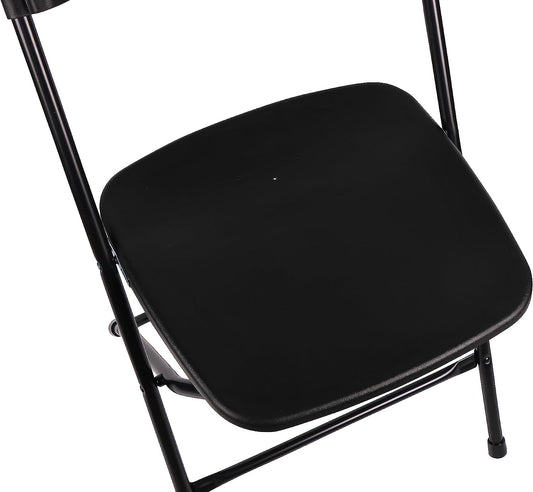 BTExpert Black Plastic Folding Chair, Steel Frame, High Capacity – Lightweight Event Seating for Office, Wedding, Party, School - Set of 10