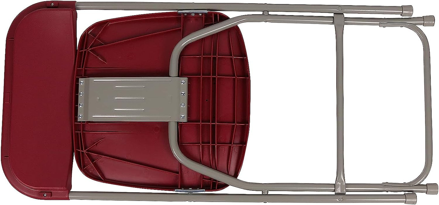 BTExpert Red Plastic Folding Chair, Steel Frame, High Capacity, Lightweight Office, Wedding, Party, Picnic, Kitchen, Dining, Church, School - Set of 4